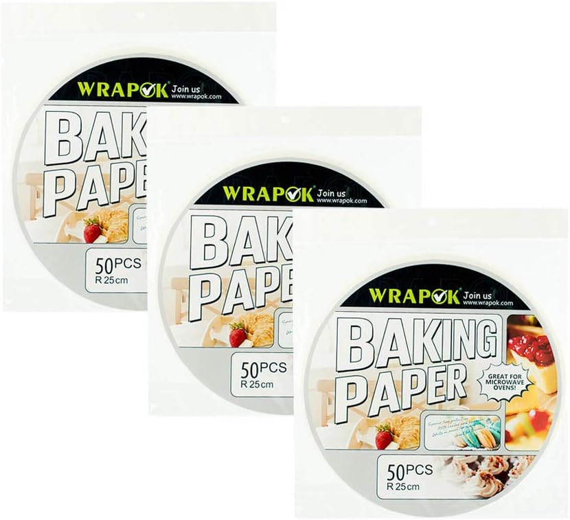 WRAPOK 10 Inch Bamboo Steamer Paper Round Perforated Parchment Air Fryer Liner Non-stick 150 Count for Baking Steaming Basket Cooking Cake Pans Circle