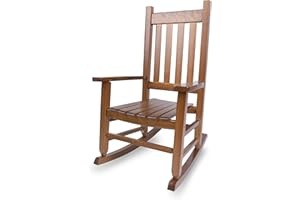 HNGILKOO Kids Rocking Chair for Toddlers and Children Comfy Recliner Wooden Rocker for Baby Girls Outdoor Lounge Chair for Kids Age 6-10 Indoor Christmas Gift Brown