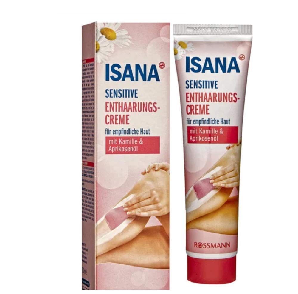 Isana Hair Removal Cream Sensitive 100 ML for Sensitive Skin, with Chamomile & Aprikosenöl