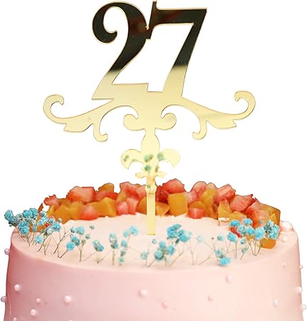 Amazon Co Jp アクリルケーキトッパー ミラーゴールド数字27ケーキトッパー 27歳の誕生日や記念日のお祝いに最適 おもちゃ