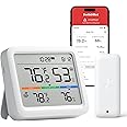 SwitchBot Indoor Outdoor Thermometer Wireless, 3.6-Inch LCD Temperature and Humidity Monitor Paired with 393ft Range Outdoor Sensor
