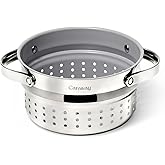 Caraway Steamer - Stainless Steel Steamer with Handles - Non Stick, Non Toxic Coating - Steam Veggies, Seafood, and More - Compatible With Our Dutch Oven or Sauce Pan - Small