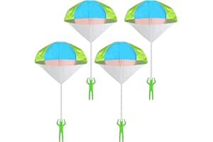Leehoom 4PCS Parachute Toys Set Tangle Free Throwing Parachute Figures Hand Throw Soliders Parachute Square Outdoor Children's Flying Toys | Age：Over 3 Years Old - No Batteries Toss It Up (Set E)