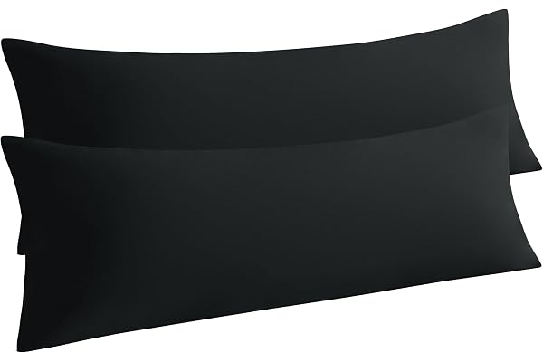 NTBAY Body Pillow Cases Set of 2, 2 Pack Brushed Microfiber 20x54 Pillow Cases, Soft, Wrinkle, Fade, Stain Resistant Black Pi