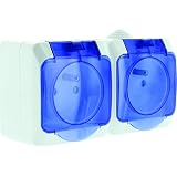 Schneider Electric - Unica - Presa doppia 2P+T per scatola 1P - FR - vite - Bianco - mega + piastra - NU406918
