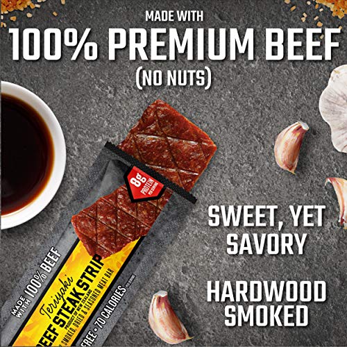 Jack Link's Beef Strips, Teriyaki, 12 Count - Great Protein Bar, Meat Bar with 8g of Protein and 70 Calories, Made with 100% Premium Beef, Gluten Free, No added MSG or Nitrates/Nitrites
