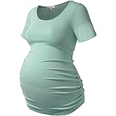 Bhome Maternity Shirt Short Sleeve Tshirt Summer Layering Pregnancy Tee