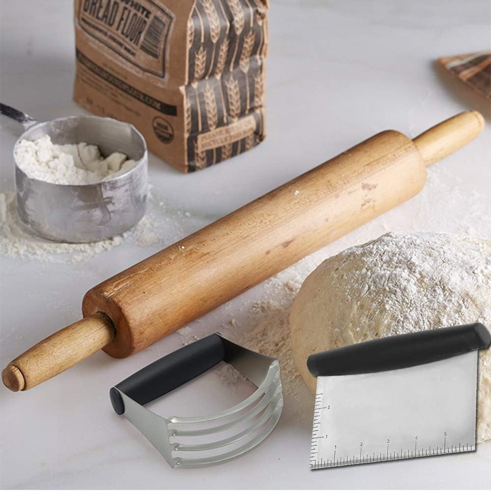 Pastry Blender and Dough Scraper-Professional Stainless Steel Pastry Cutter Set, Multipurpose Bench Scraper-Great as Dough Cutter for Pastry Butter and Pizza Dough, Smooth Baking Dough Tools for Kitchen: Kitchen & Dining