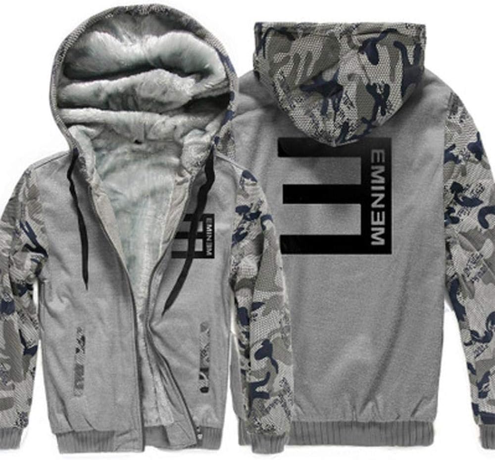 FASHION SWEATER Men Winter Plus Velvet Zipper Cardigan Eminem Letter Printing Sweatshirt Long Sleeve Hoodie style-2-XXXXL