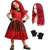 Btonai Girls Rise Red Dress for Kids Princess Red Costume with Wig and Gloves for Easter Party Outfits 3-9Y