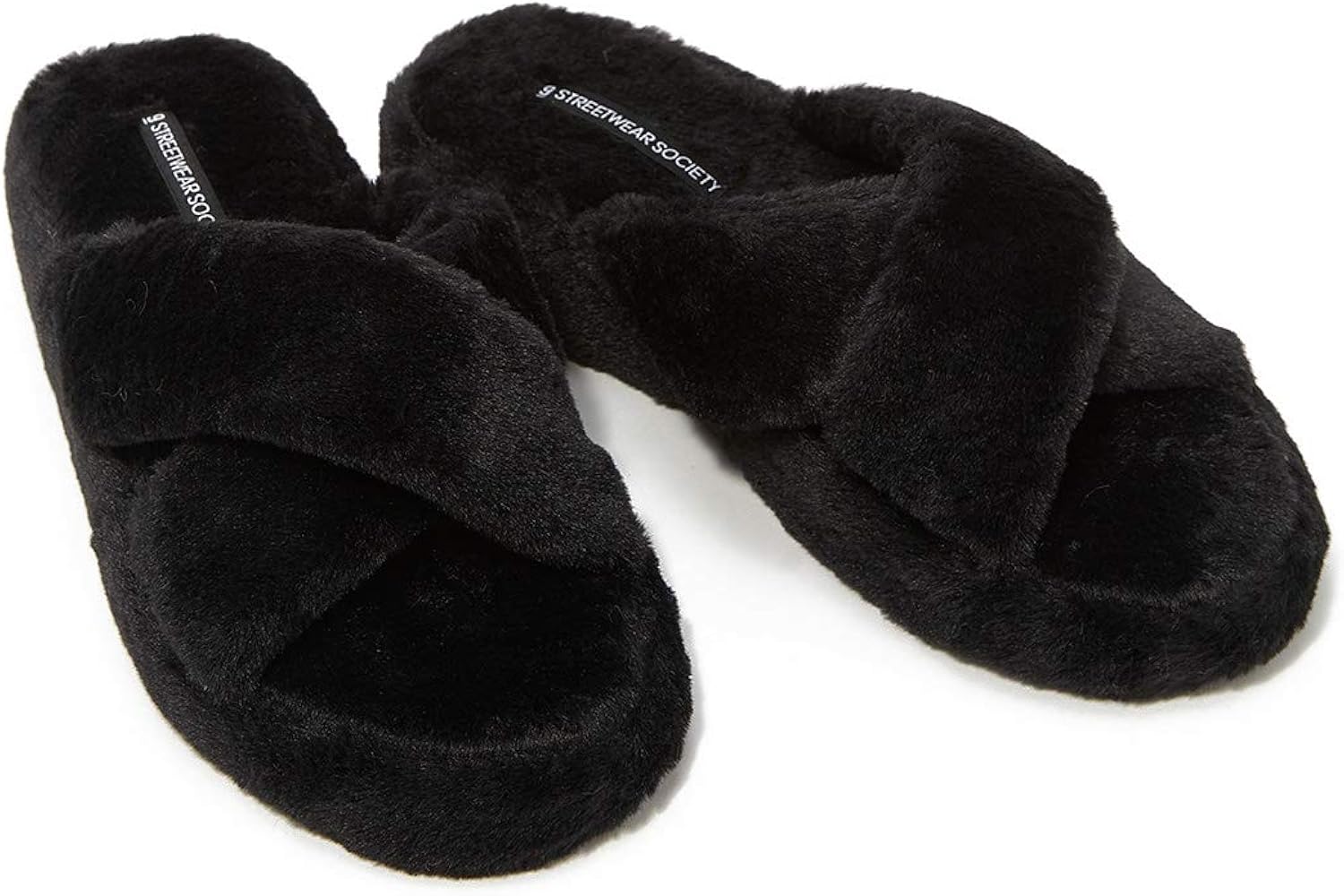 FauxFur Criss Cross Band Platform Slipper Slippers
