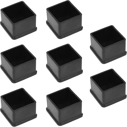 Bonsicoky 8Pcs Square Chair Leg Caps 1 3/8" (35 x 35mm）Black Vinyl