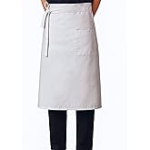 Shyyween White Half Bistro Burger Apron 26" White Waist Chef Apron with Large Pockets and Adjustable Waist Strip Halloween Cosplay Party Outfit for Men Women Adults Kitchen Cooking