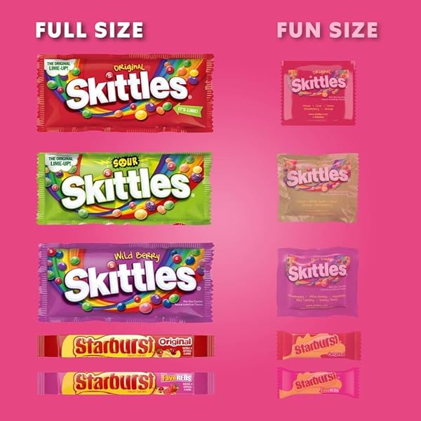 SKITTLES & STARBURST ASSORTED CANDY VARIETY PACK FOR HOLIDAYS, GIFTS, PARTIES, CANDY ASSORTMENT, 37.05 OZ (18 COUNT) BULK BOX