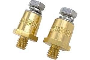 YSIL Battery Terminal Connector Battery Side Or Top Post Terminal Adapter For M8(+/-) Brass Car Battery Thread Terminal Charging Post Extender Stud (2Pcs)