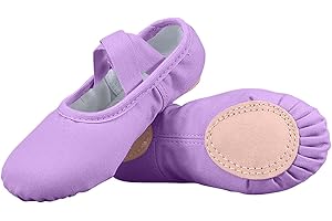 Ballet Shoes for Girls Soft Canvas Ballet Slippers No-Tie Dance Shoes Stretch Split Sole for Toddler/Little/Big Kids