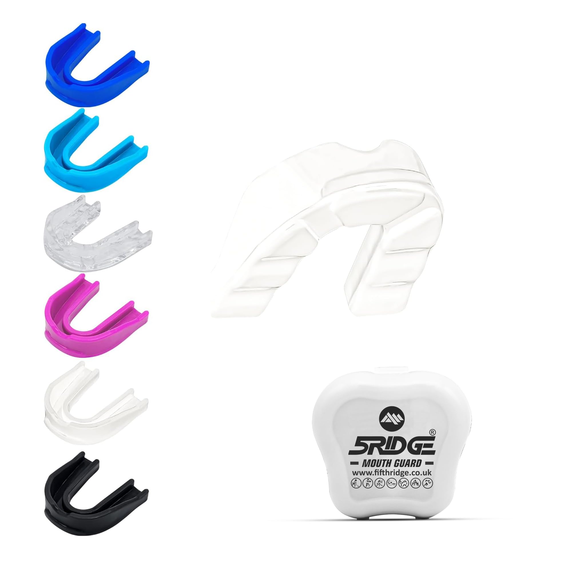 Mouth Guard - Slim Fit Sports Mouth Guard with Case - Gum Shield for Protection in Contact Sports - Durable Boxing, MMA, Judo, Karate, Rugby, Hockey, Football Mouthguard (White, Youth Under 10)