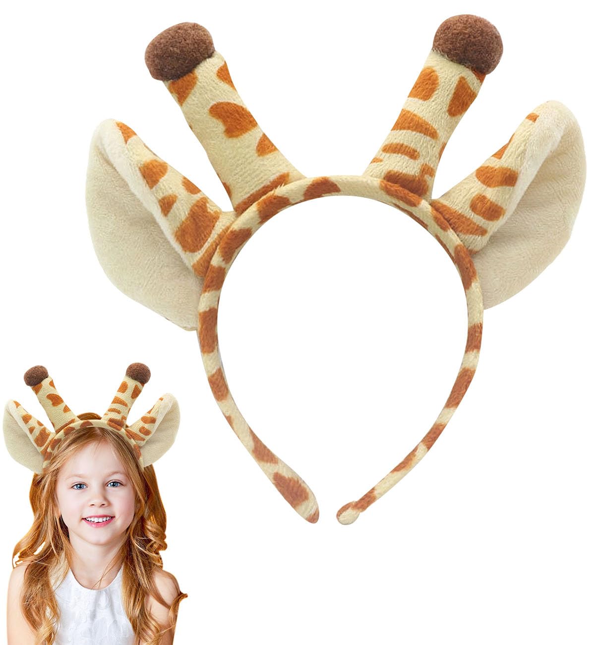 SHIFANQI Giraffe Ears Headband for Adult, Animal Ears and Horn for Halloween Cosplay, Themed Parties, Carnival, Cute Furry Costume Accessories for Women Girls