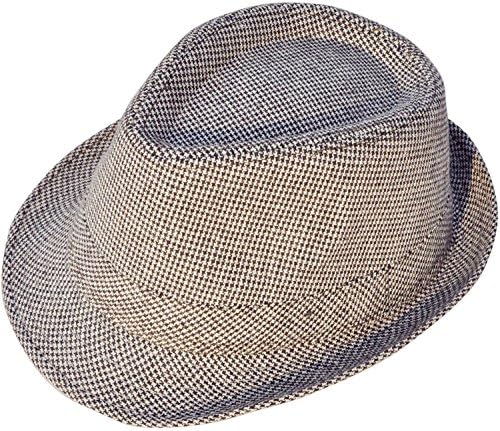Hemantal Mens Vintage Structured Stain-Resistant Wool Blend Fedora Hat Brown/Beige