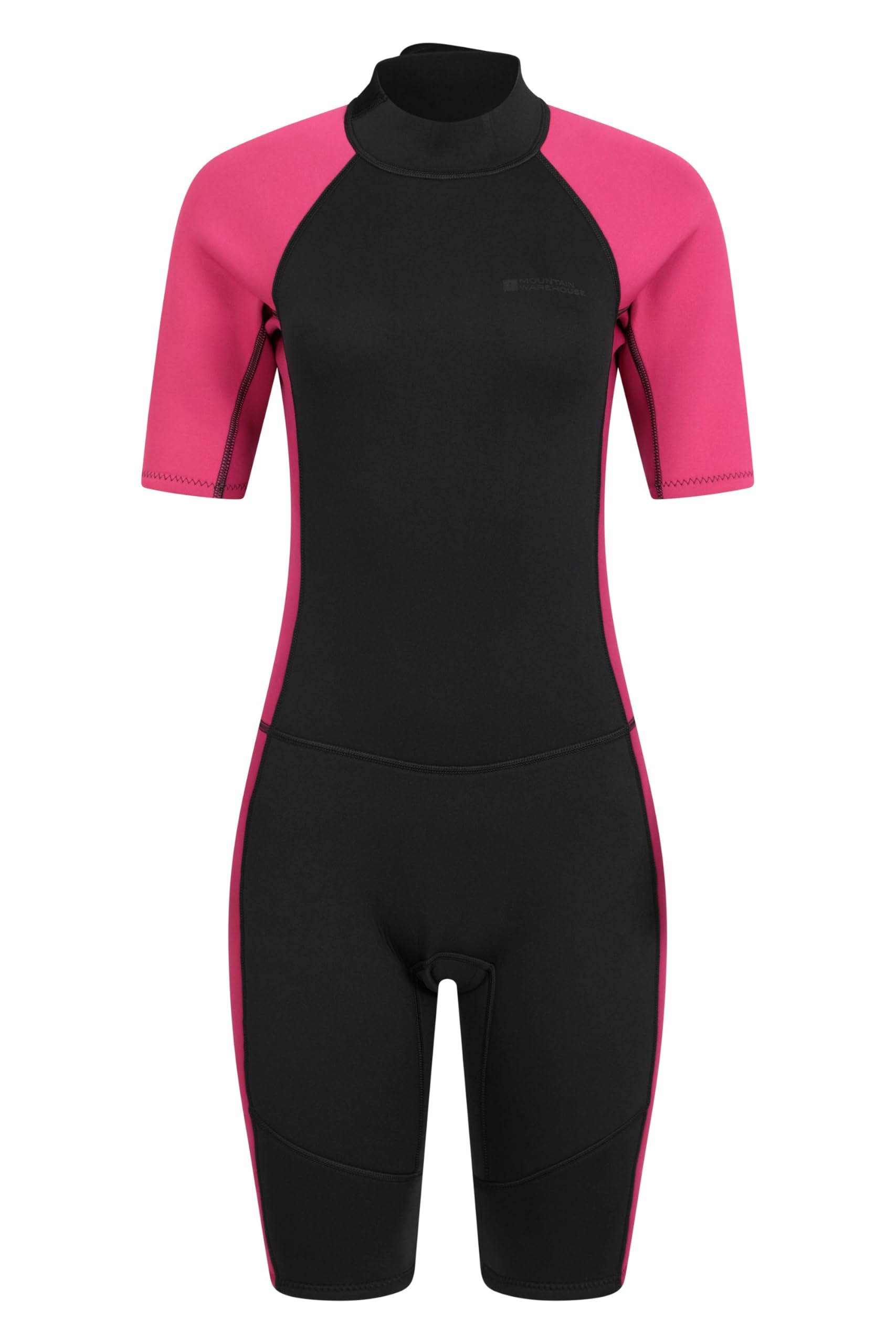 Mountain Warehouse Shorty Womens Wetsuit -2.5mm Thickness, Neoprene Ladies Swimsuit, Extended Puller, Flatlock Seams - For Spring Summer, Scuba Diving, Swimming Black Women's Size 12-14