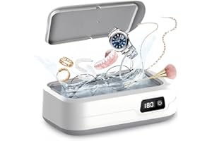 LUCITECK Ultrasonic Jewelry Cleaner, 49kHz Jewelry Cleaner Ultrasonic Machine with LED Display, 21.64 Oz (640ML) Portable Ultrasonic Cleaner for Glasses, Ring, Watch Band, Retainer, Dentures, Coin, Silver