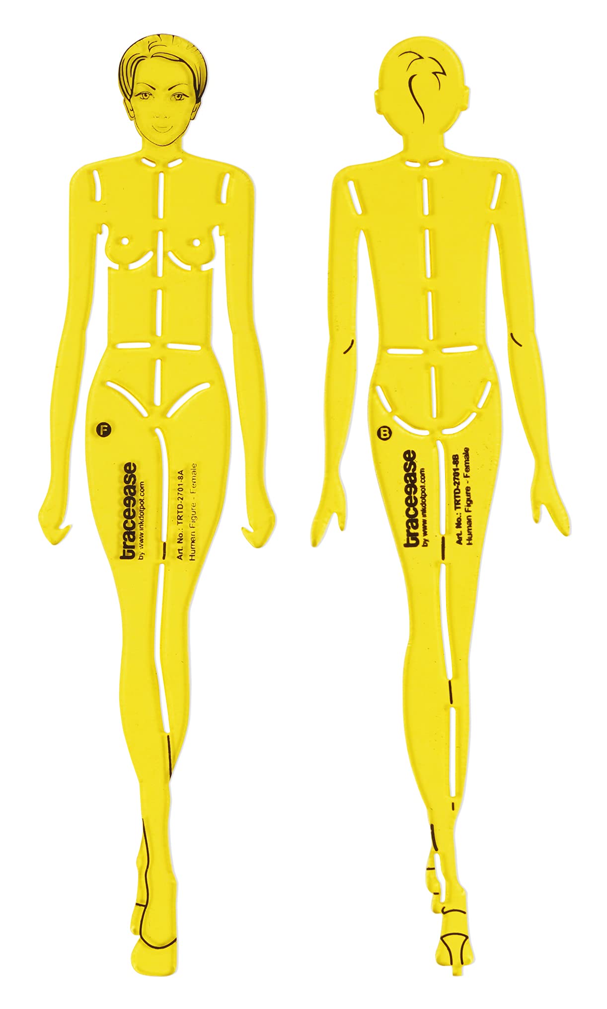 Traceease Female Human Figure Template Stencils Fashion Designer’s Drafting Tools, 2 Piece (Front & Back)