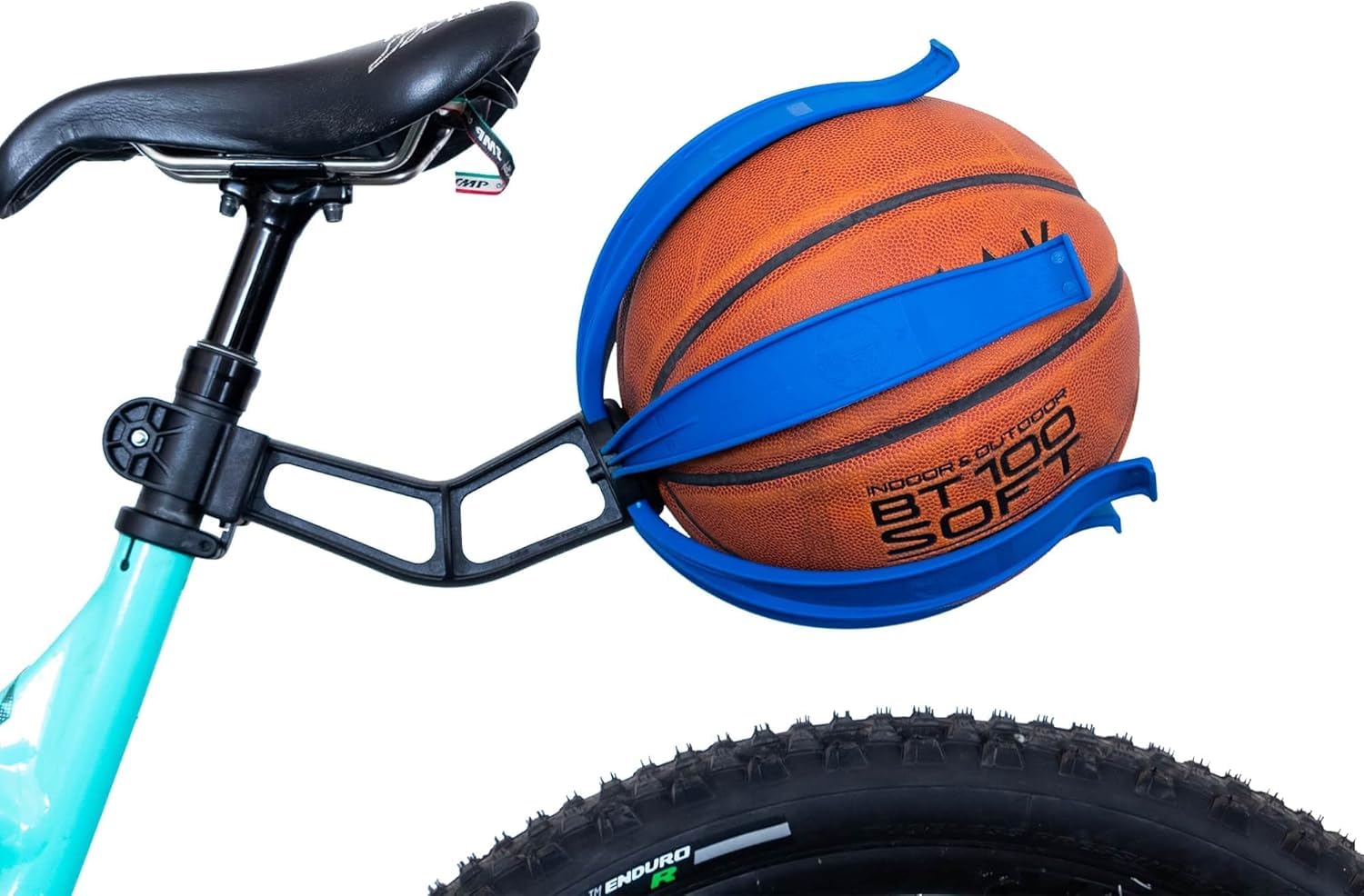 KIK BALL, Bicycle Ball Holder, Safety Device for Children and Teenagers, Easy Application, Suitable for Footballs, Volleyballs, Basketball and Rugby Balls, Blue