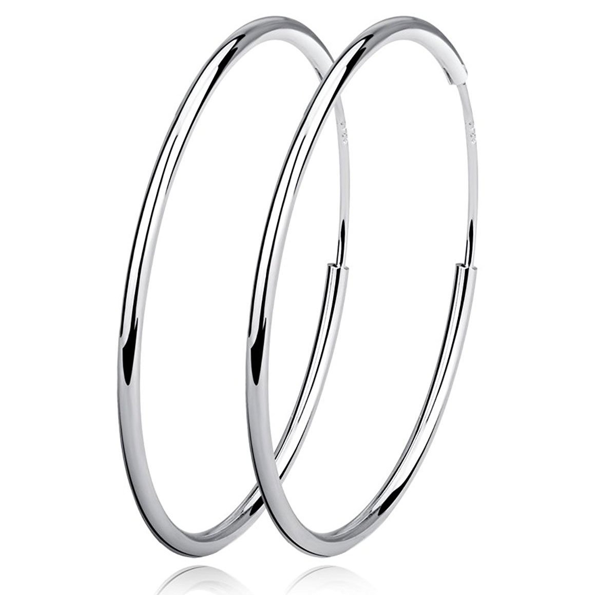 Sterling Silver Circle Endless Hoop Earrings - Jewellery for Women Girls 50mm — image 1