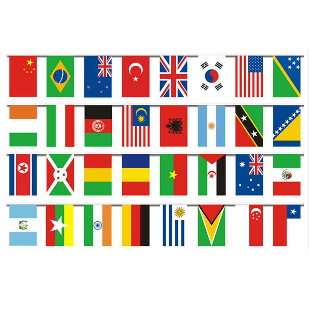 50M International Flags Bunting 200 World Countries Banner National String Flag World Football Decorations for Garden Bar Restaurant(200 National Flags)