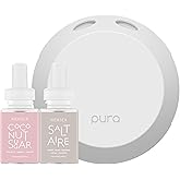 Pura Smart Home Fragrance Device Starter Set - Pura 4 - Scent Diffuser for Home - Includes Fragrance Aroma Diffuser - Square Box, Saltaire and Coconut Sugar Scent Refills