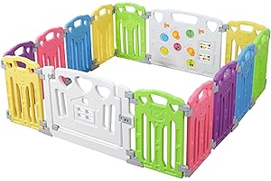 GUPAMIGA Baby Playpen Kids Activity Centre Safety Play Yard Home Indoor Outdoor New Pen (Multicolour, Classic Set 14 Panel)