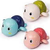LiKee Bath Toys 3 Pack with 3 Colors | Cute Swimming Turtles Wind Up Toys for 1+ Years Old | Floating Bath &amp; Pool Toys for Age 1-3-5