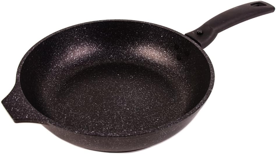 Dark Marble Non-Stick Frying Pan with Detachable Handle Marble Coating, Non-Stick Frypan with Removable Handle (9.5" (24 cm))