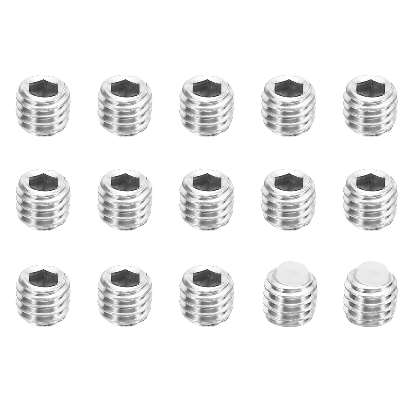 PATIKIL M6x5mm Nylon Tip Grub Screw, 15 Pack Metric Hex Socket Head Cup Point Anti Slip Set Screws Internal Hex Drive Hardware, 304 Stainless Steel