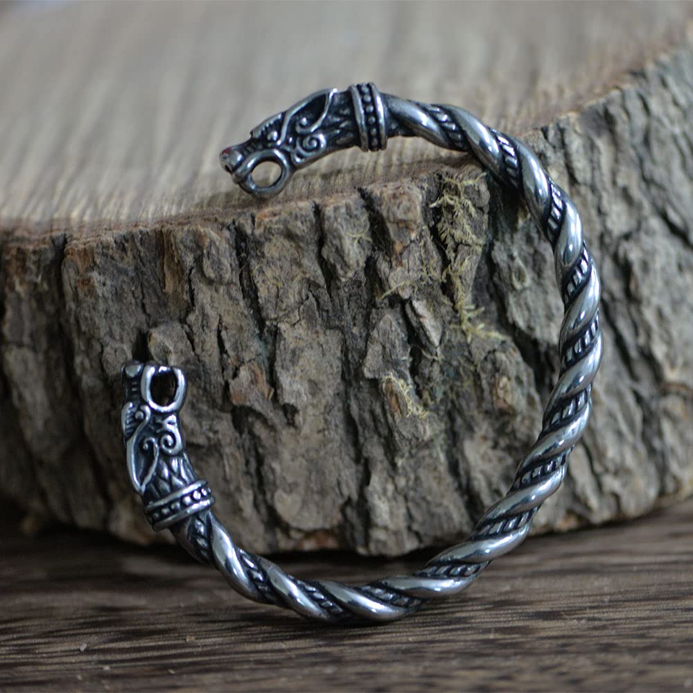 LANGHONG Stainless Steel Viking Bracelet Men's Cuff Bracelet For Men Talisman Jewelry