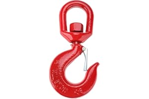 NORJIN 2T Crane Hook, Forged Steel Swivel Eye Hook with Latch, Swivel Lifting Hook, 4400lbs Working Load Limit