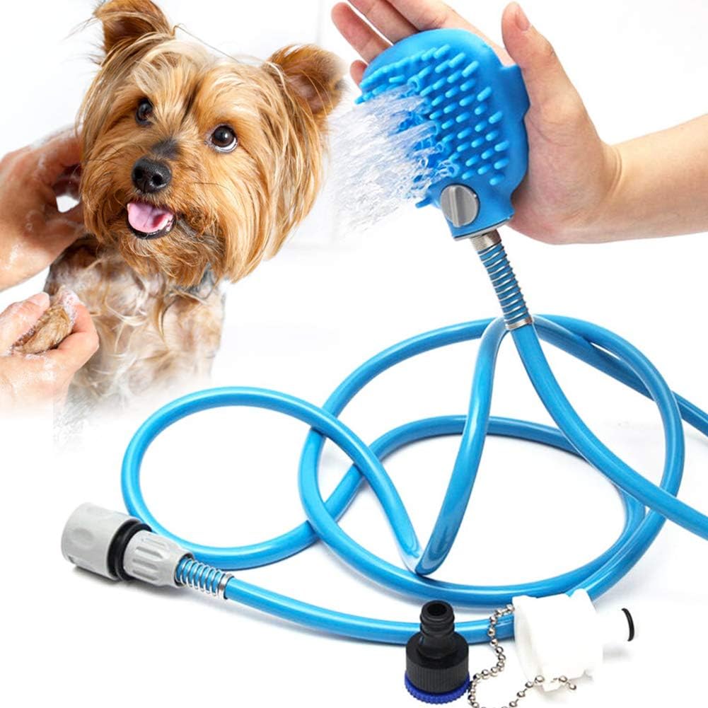 EDUPLINK Pet Bathing Dog Shower Sprayer & Scrubber in-One Dog Shower Wand with Hose Dog Sink Sprayer Dog Cat Horse Grooming Massage Shower Bath Tub & Outdoor Garden Hose