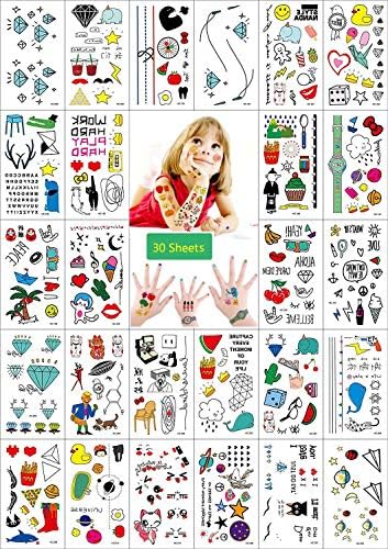 600 Pcs Temporary Tattoos for Kids- BILBAL 46 Sheets Temporary Tattoos Sticker/Non-toxic and Waterproof Fake Body Stickers Goody Filler Birthday Party Favor Supplies for Boys and Girls 2.2" X 3.8"