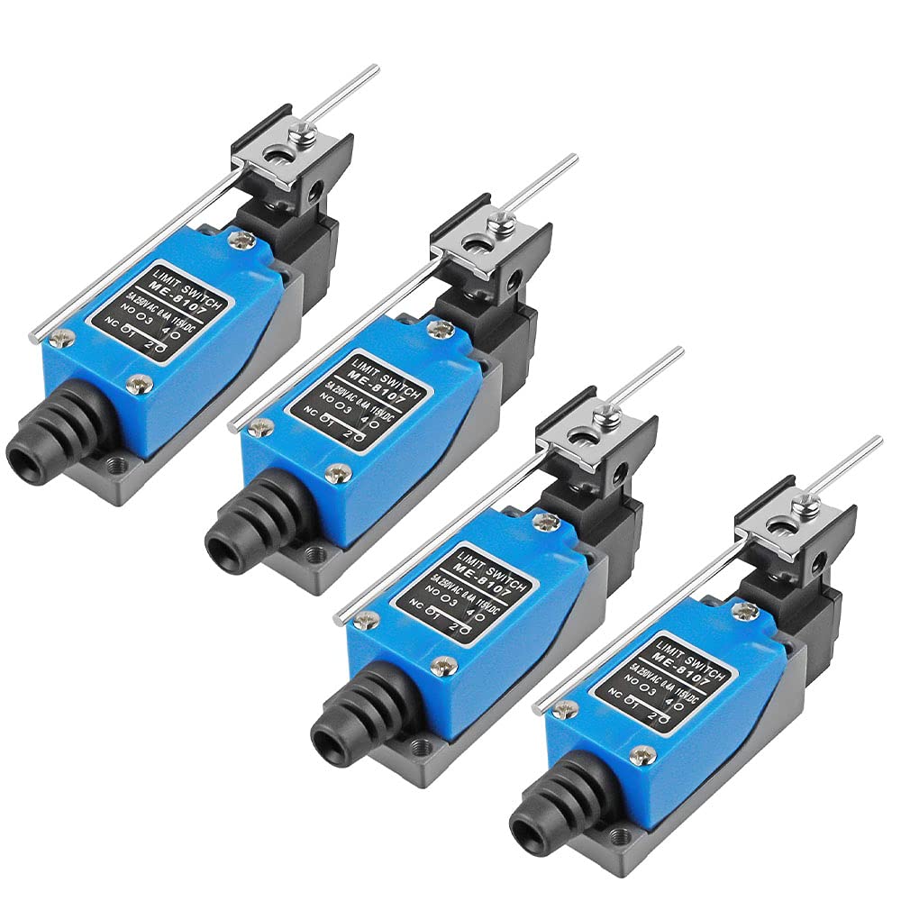 ANCLLO 4PCS Antrader ME-8107 Revolving Plastic NC-NO Momentary Roller Lever Arm Limit Switch for CNC Mill Laser Plasma