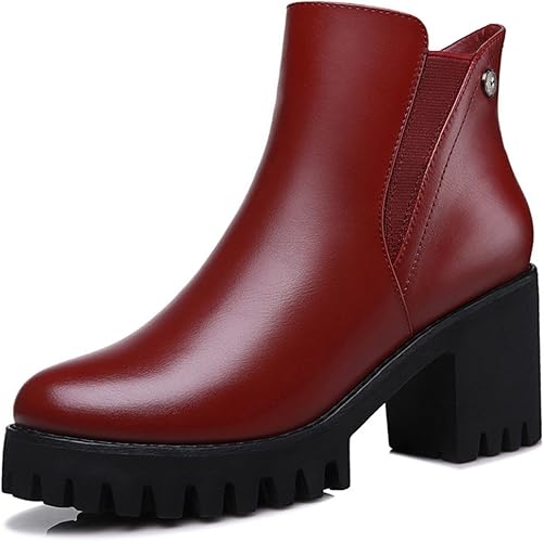 Amazon アサガオ 厚底ブーツ レディース 太ヒール サイドファスナー 8cm ハイヒール ストーム ブーティー ショートブーツ チャンキーヒール 美脚 歩きやすい ブラック 黒 レッド 赤 ブーツ ブーティ