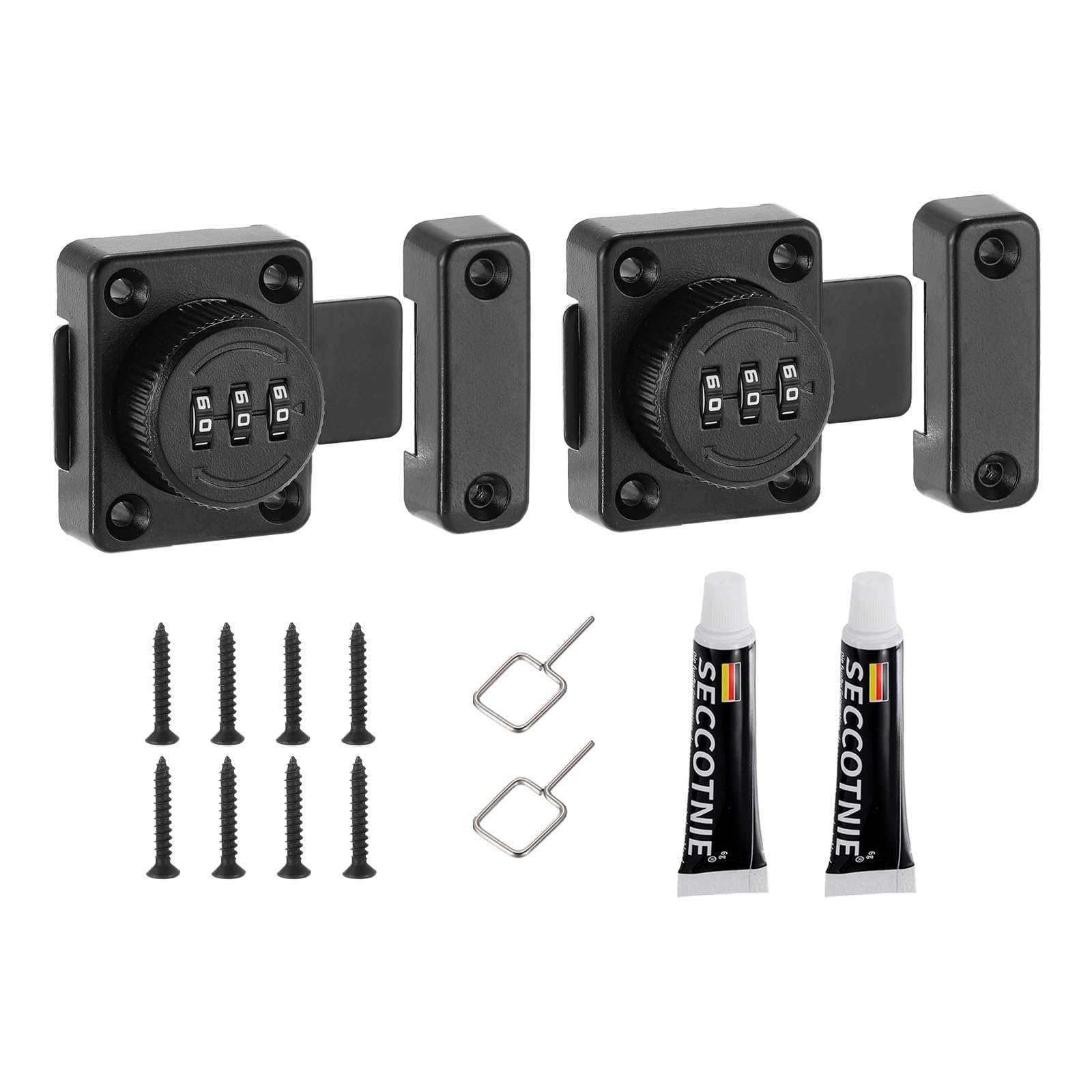 PATIKIL Cabinet Password Latch, 2 Pack Zinc Alloy Keyless Combination Lock 3-Digit Password Cabinet Lock Safety Lock for Cabinet Drawer Cupboard, Black