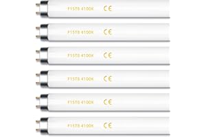 coospider-repta 6 Pack F15T8/CW 18 Inch 15W T8 Fluorescent Replacement Tube Bulb Cool White 4100K Medium Bi-Pin G13 Base 6 Count