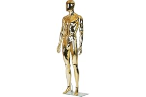 HUZJIEHUI 72 in Gold Male Mannequin Dress Form Display - Manikin Torso Stand Realistic Full Body Mannequin for Retail Clothing Shops