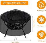 OKPOW Fire Pit Cover 75cm Waterproof Heavy Duty Round Black 600D view 7
