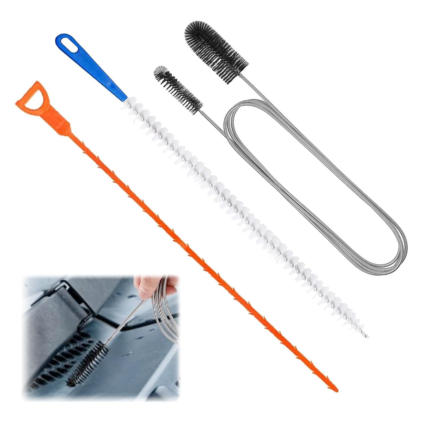 3PCS Drain Unblocker Pipe Cleaning Brush Pipe Cleaners Drain Unclog Cleaning Tool Set Shower Drain Unblocker Bathroom Shower Kitchen Plug Hole Pipe Unclog Tool