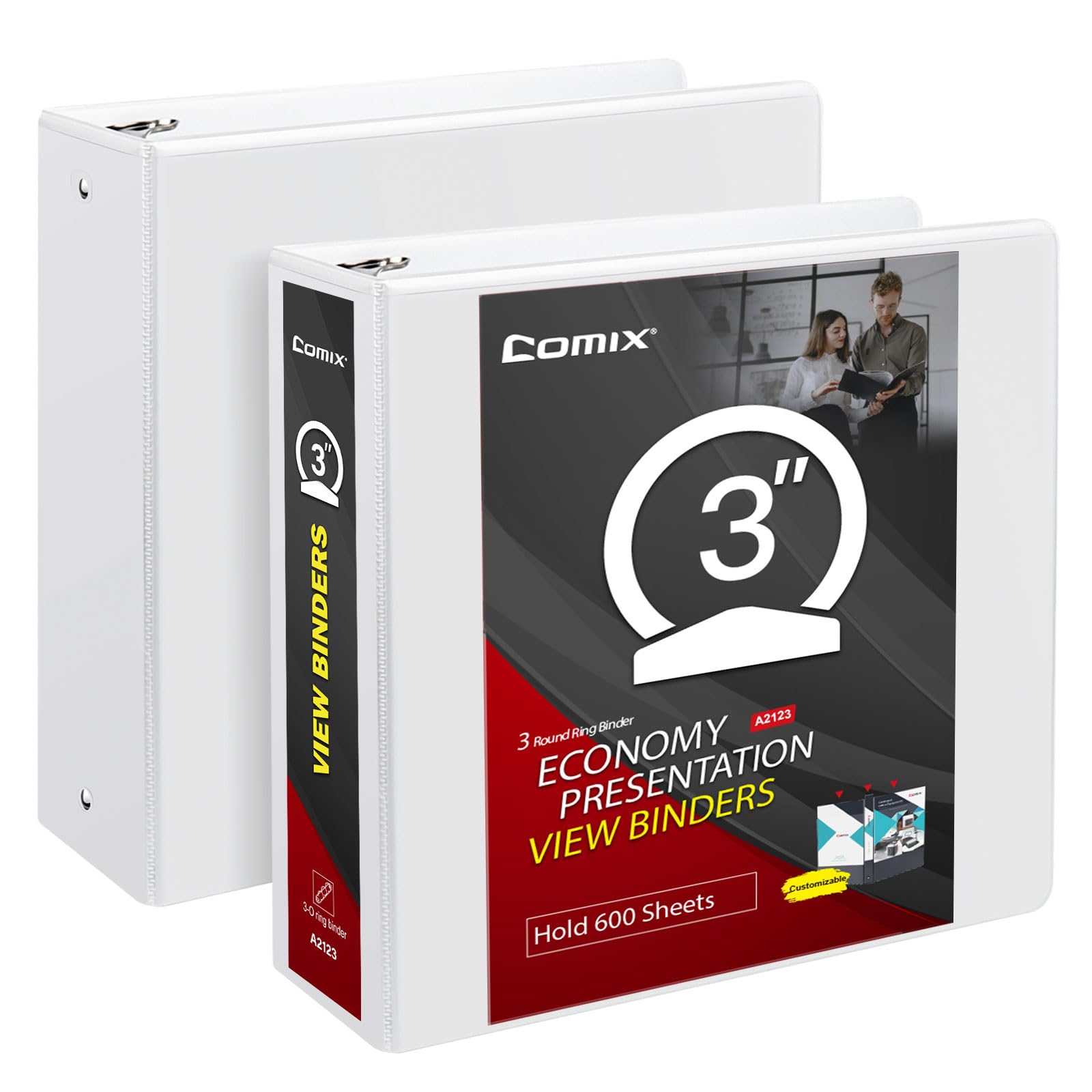 Comix A2130 Basics Durable View Binder 3 Ring Binder 200Sheet Capacity