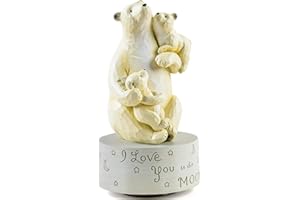 AIDLNS Polar Bear Family Musical Figurine, I Love You to The Moon and Back Music Box, Handcrafted Figurine Sculpted, for Family and Loved Ones,Mom, Daughter, Plays You are My Sunshine Tune