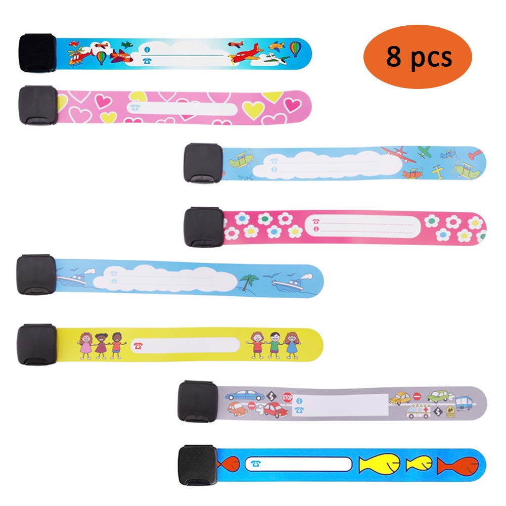 Safety Wristband, Bebester 8Pcs Safety Wristband for Children Safety Id Wristband Paper Waterproof and Reusable Sos Bracelet for Boys Girls