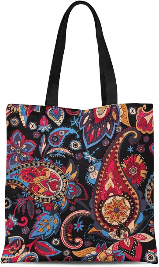paisley print tote bag