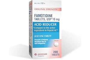 Glenmark Therapeutics Original Strength Famotidine Tablets, 10 mg, Acid Reducer for Heartburn Relief, 200 Count